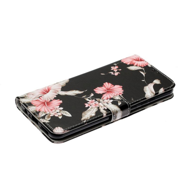 Flip Case Huawei Y6p Schwarz Unzählige Blumen