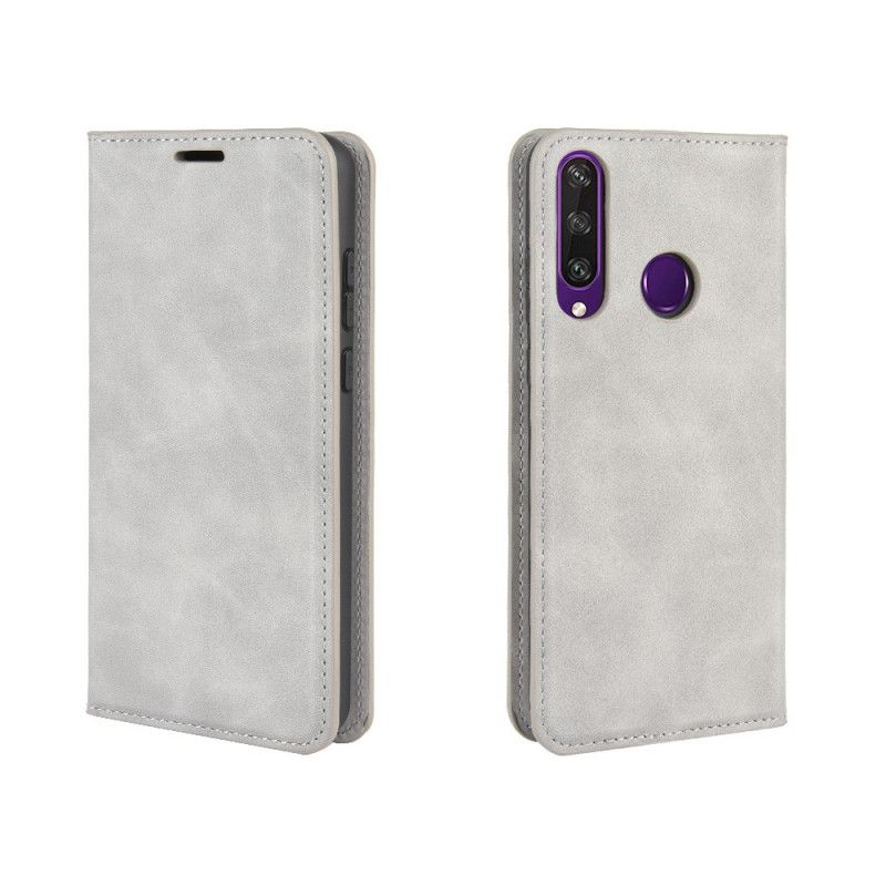 Flip Case Huawei Y6p Schwarz Weicher Ledereffekt