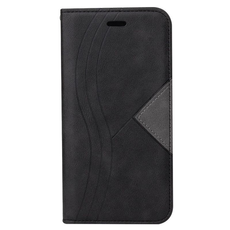 Flip Case Huawei Y6p Schwarz Wellenlederstil