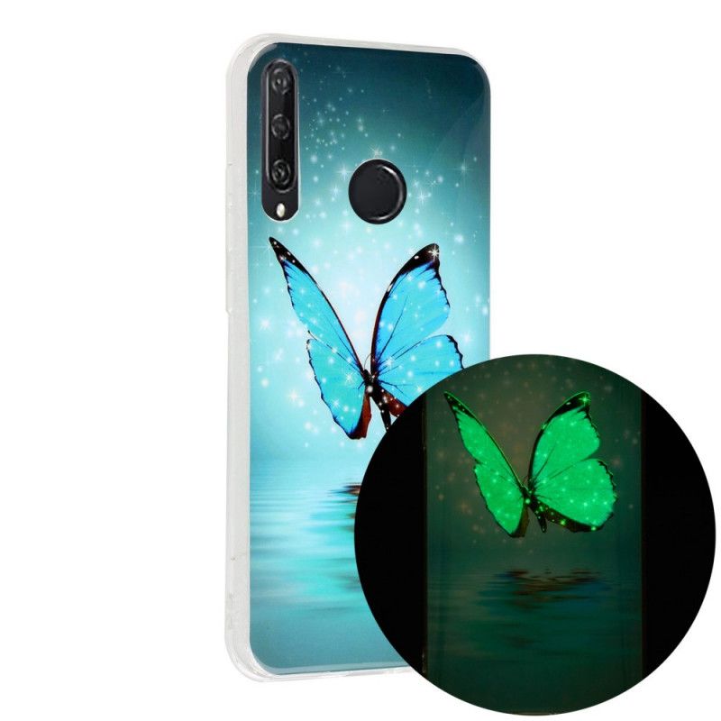 Hülle Für Huawei Y6p Fluoreszierender Blauer Schmetterling