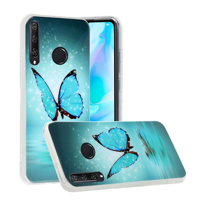 Hülle Für Huawei Y6p Fluoreszierender Blauer Schmetterling