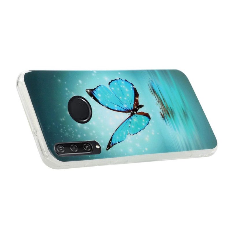 Hülle Für Huawei Y6p Fluoreszierender Blauer Schmetterling