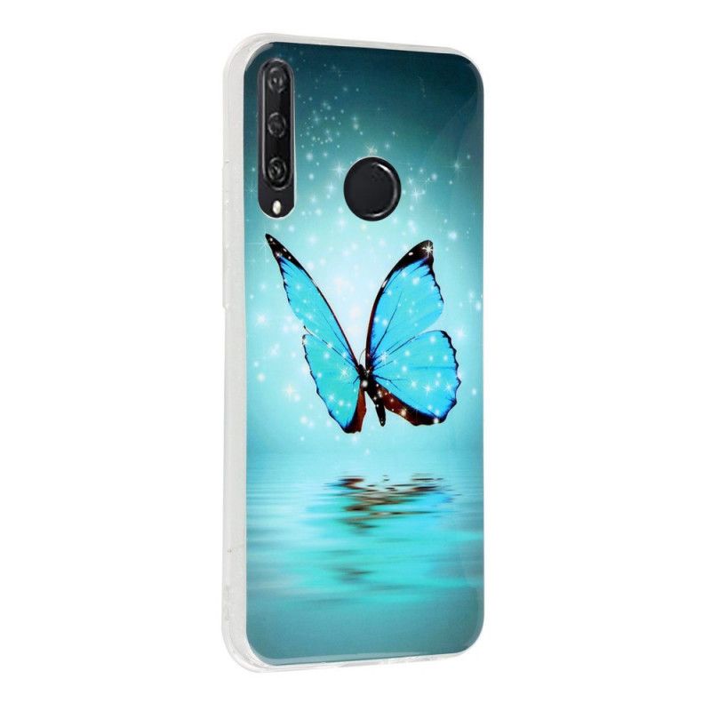 Hülle Für Huawei Y6p Fluoreszierender Blauer Schmetterling