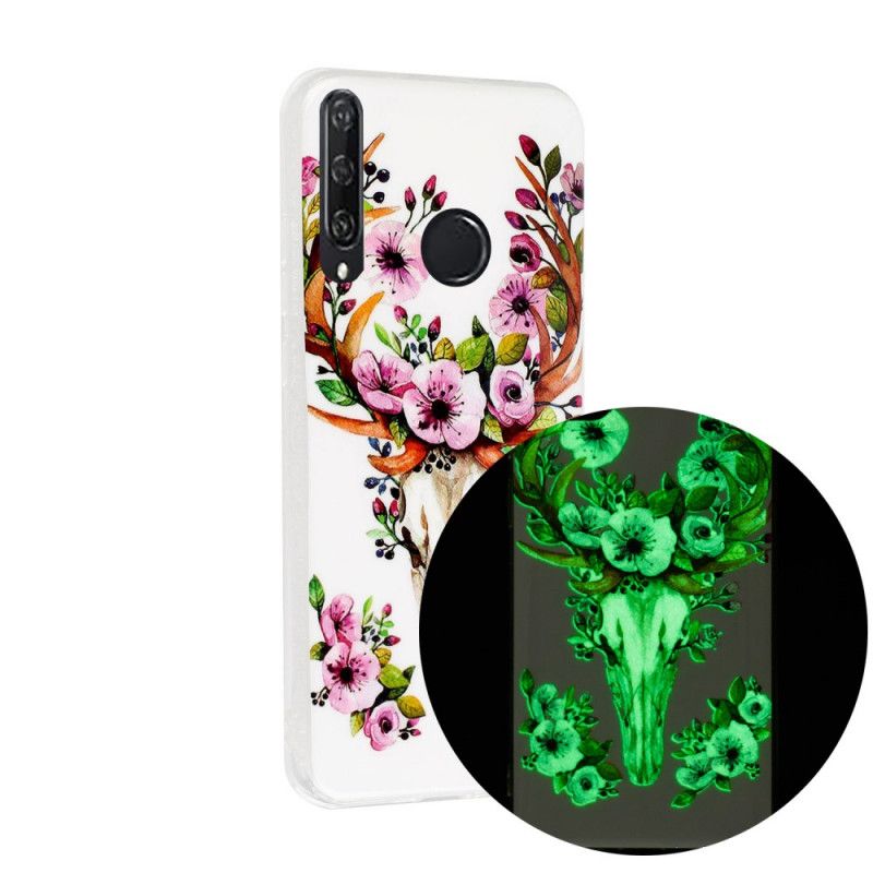 Hülle Für Huawei Y6p Fluoreszierender Blühender Elch