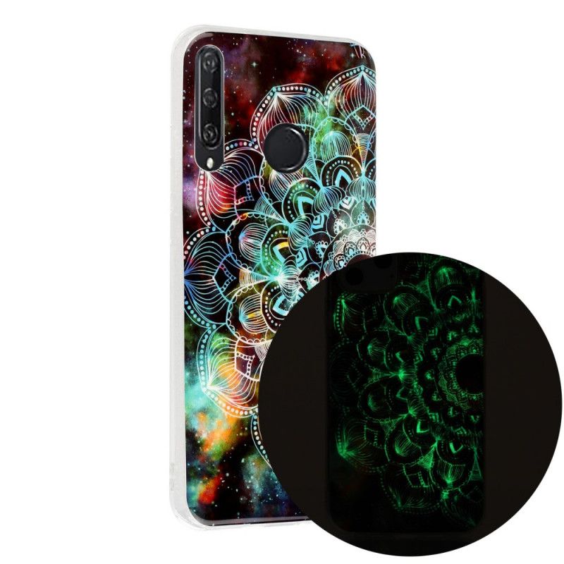 Hülle Für Huawei Y6p Schwarz Fluoreszierende Blumenserie