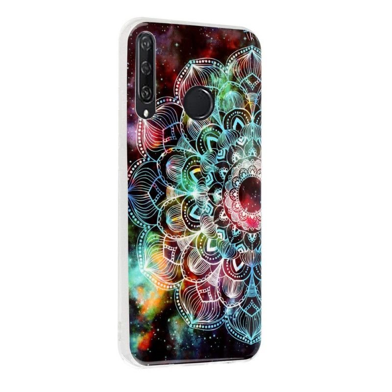 Hülle Für Huawei Y6p Schwarz Fluoreszierende Blumenserie