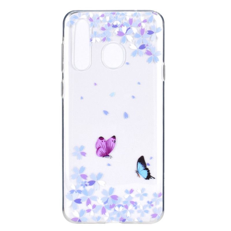 Hülle Für Huawei Y6p Transparente Schmetterlinge Und Blumen