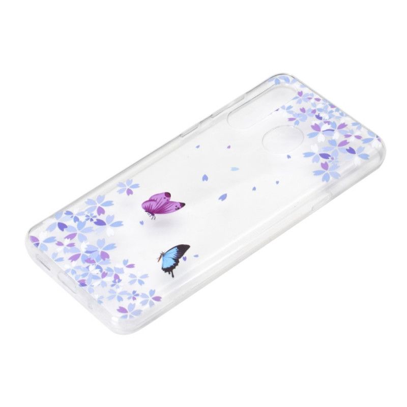 Hülle Für Huawei Y6p Transparente Schmetterlinge Und Blumen