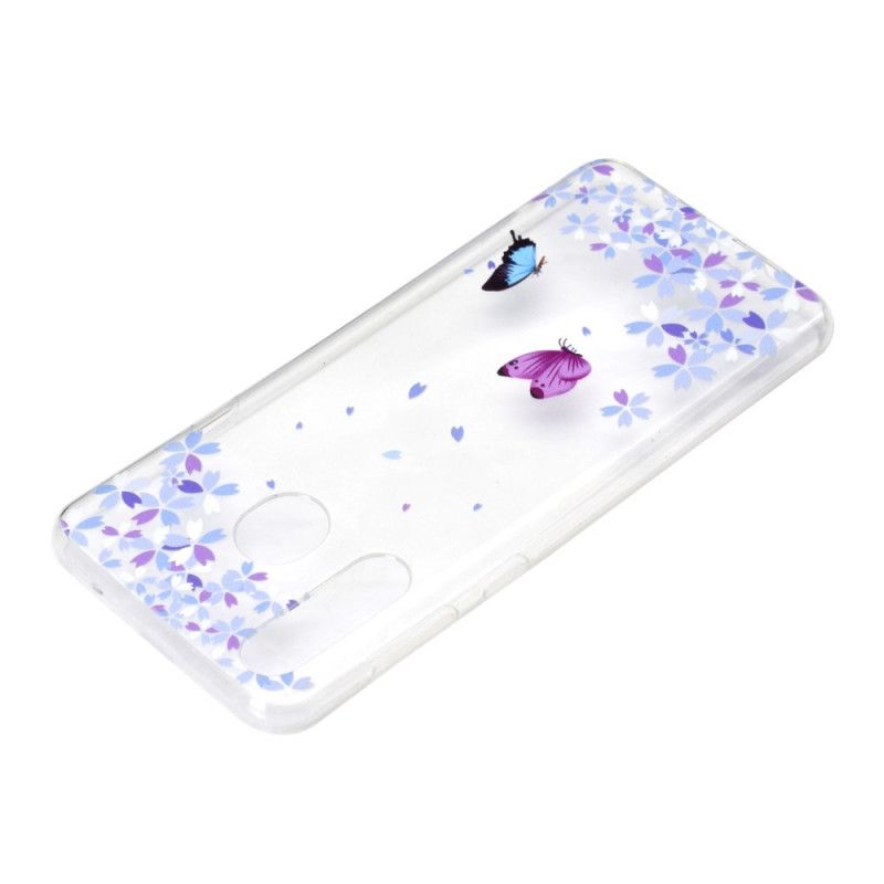 Hülle Für Huawei Y6p Transparente Schmetterlinge Und Blumen