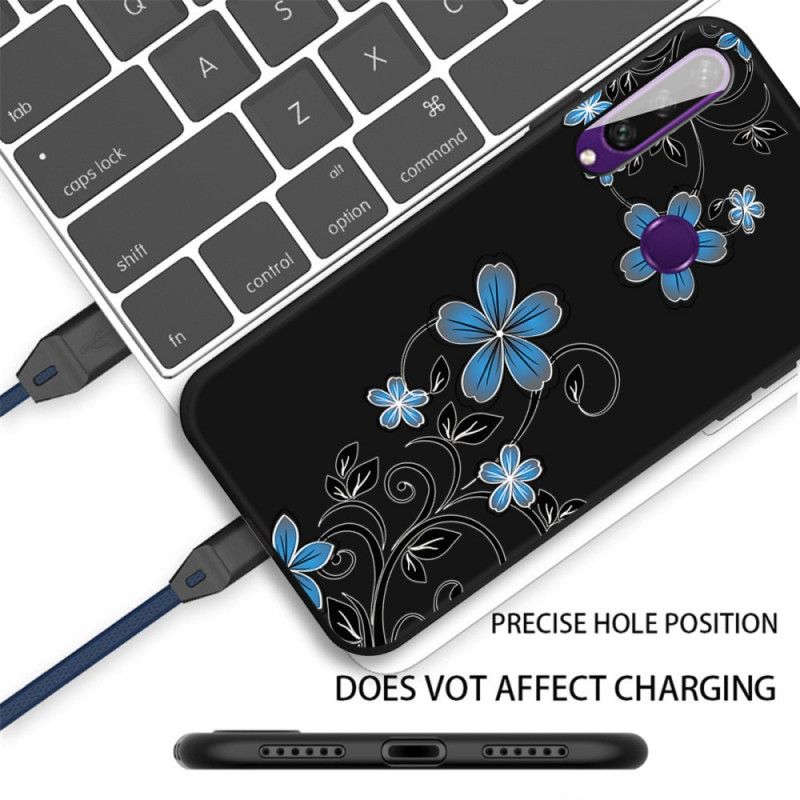 Hülle Huawei Y6p Blaue Blüten