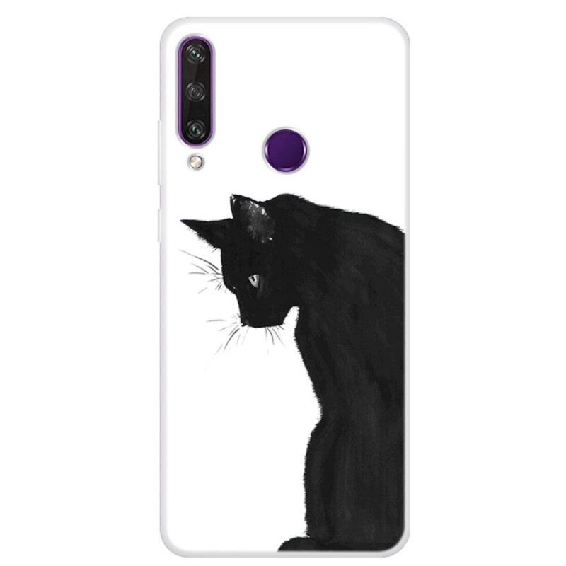 Hülle Huawei Y6p Handyhülle Nachdenkliche Schwarze Katze