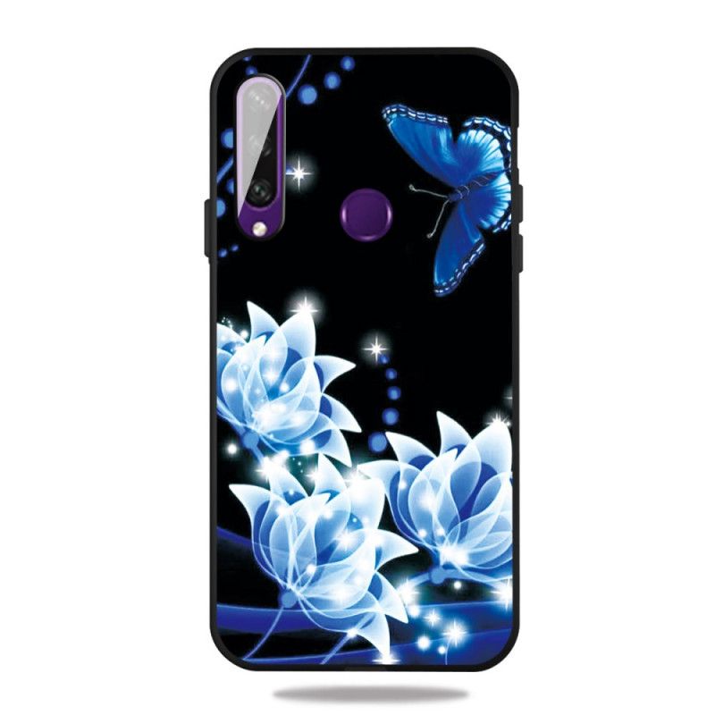 Hülle Huawei Y6p Schmetterling Und Blaue Blüten