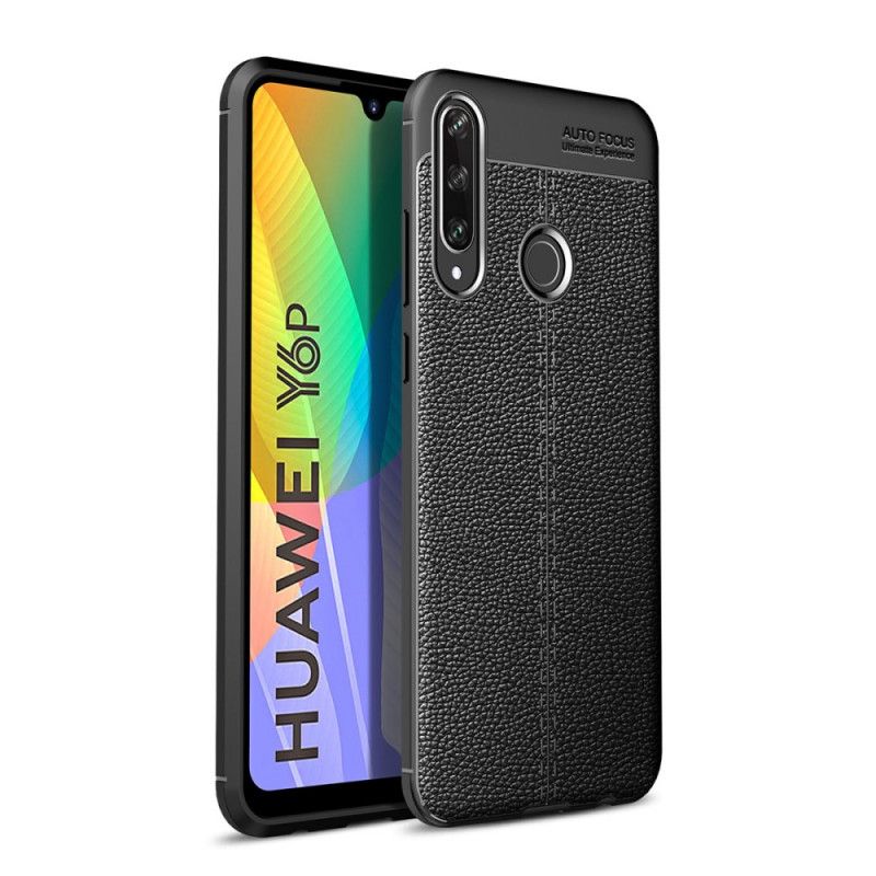 Hülle Huawei Y6p Schwarz Doppellinien-Litschileder-Effekt