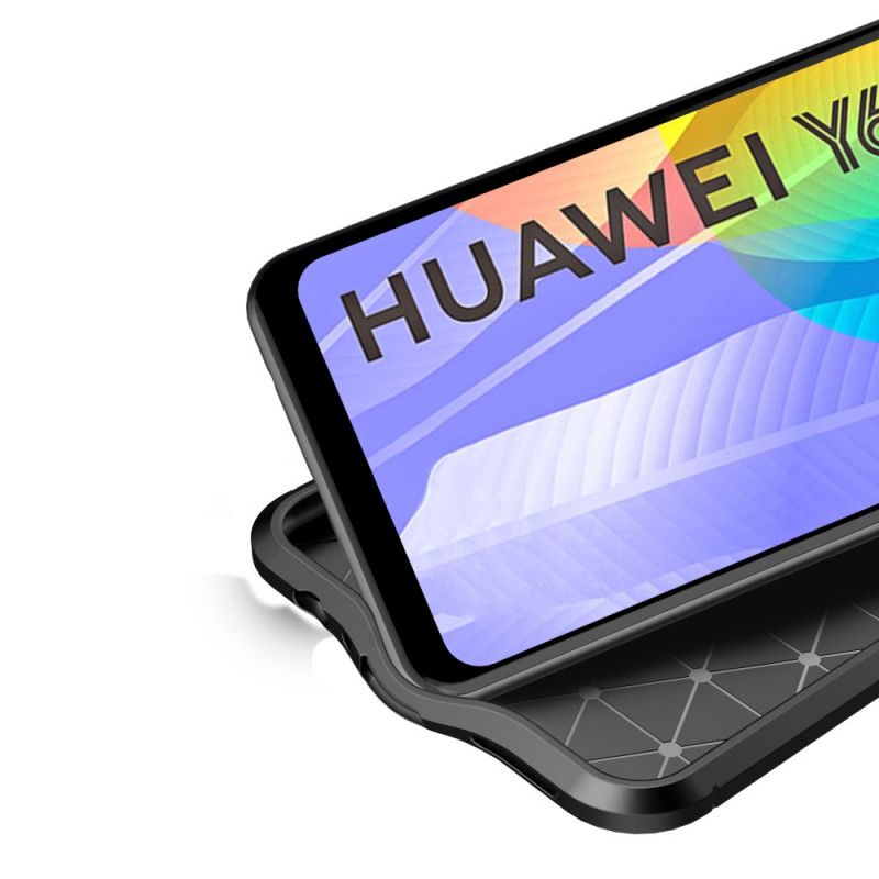 Hülle Huawei Y6p Schwarz Doppellinien-Litschileder-Effekt