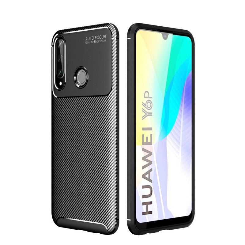 Hülle Huawei Y6p Schwarz Flexible Kohlefasertextur