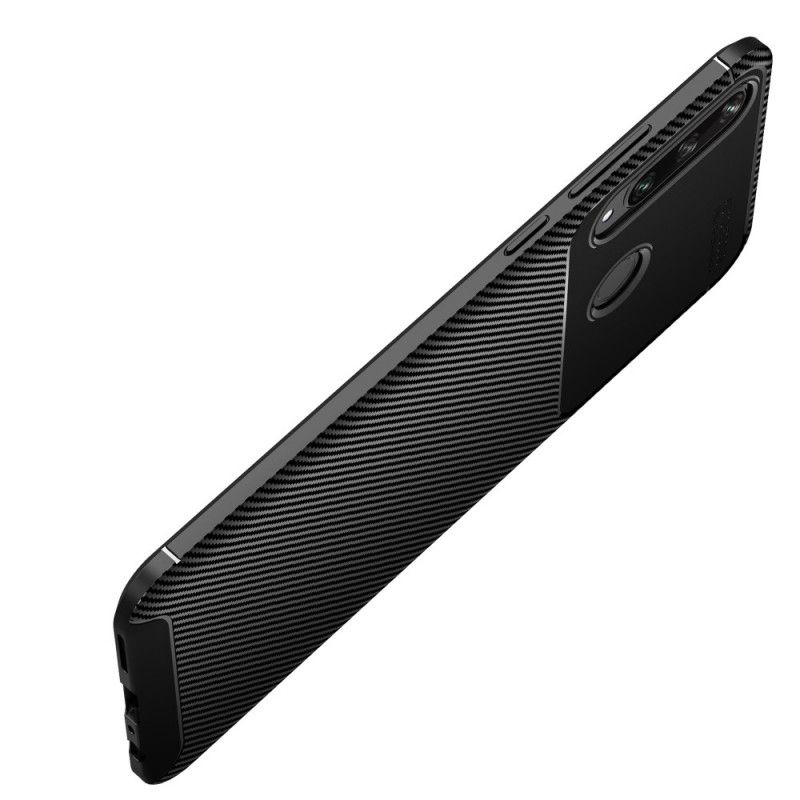 Hülle Huawei Y6p Schwarz Flexible Kohlefasertextur