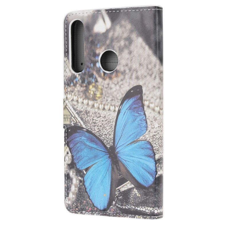 Lederhüllen Huawei Y6p Blauer Schmetterling
