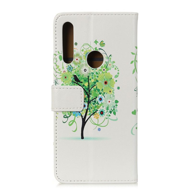 Lederhüllen Huawei Y6p Grün Blühender Baum