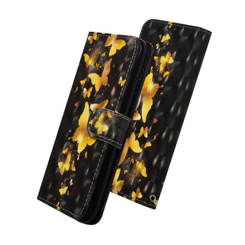 Lederhüllen Huawei Y6p Handyhülle Gelbe Schmetterlinge