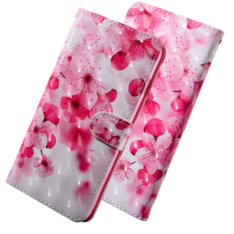 Lederhüllen Huawei Y6p Rosa Blüten