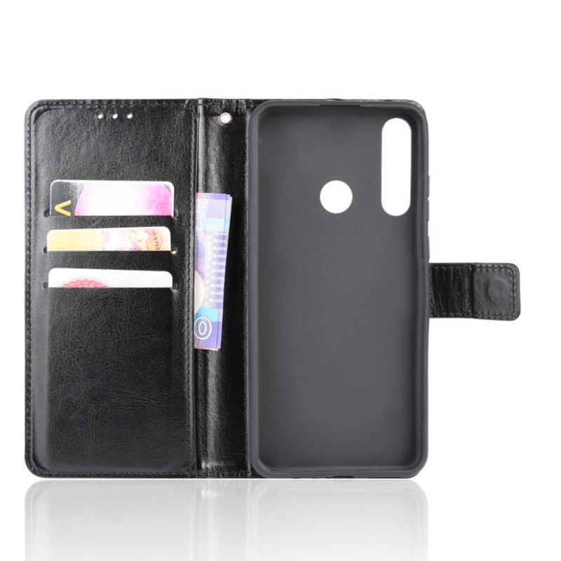 Lederhüllen Huawei Y6p Schwarz Auffälliges Kunstleder