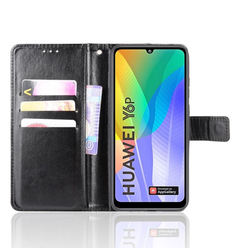 Lederhüllen Huawei Y6p Schwarz Auffälliges Kunstleder