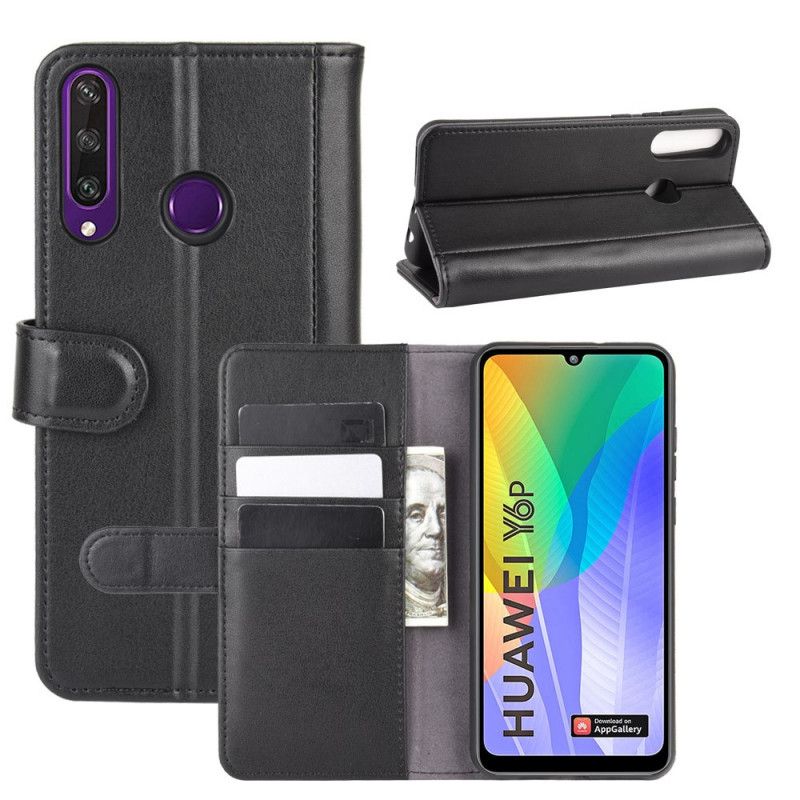 Lederhüllen Huawei Y6p Schwarz Echtes Leder