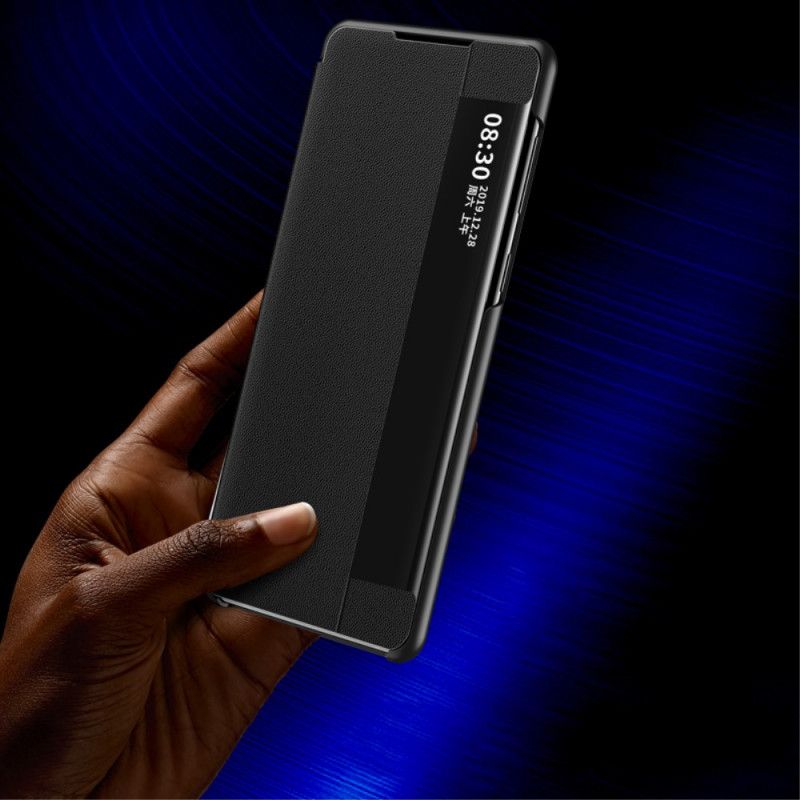 Cover Samsung Galaxy Note 20 Schwarz Strukturiertes Kunstleder Anzeigen