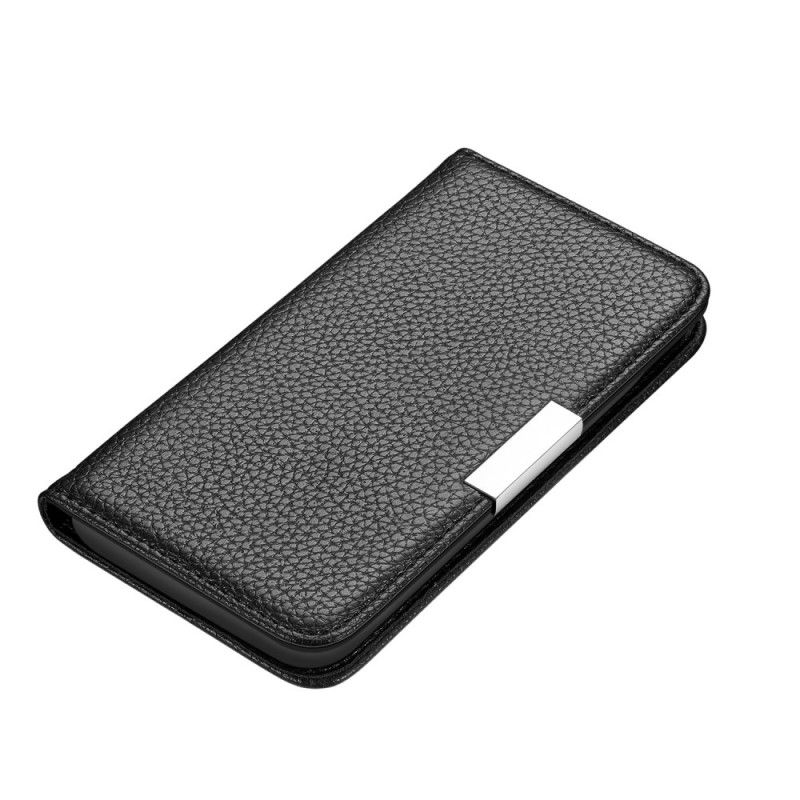 Flip Case Für Samsung Galaxy Note 20 Schwarz Ultra Schickes Litschi-Kunstleder