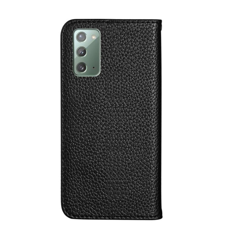 Flip Case Für Samsung Galaxy Note 20 Schwarz Ultra Schickes Litschi-Kunstleder