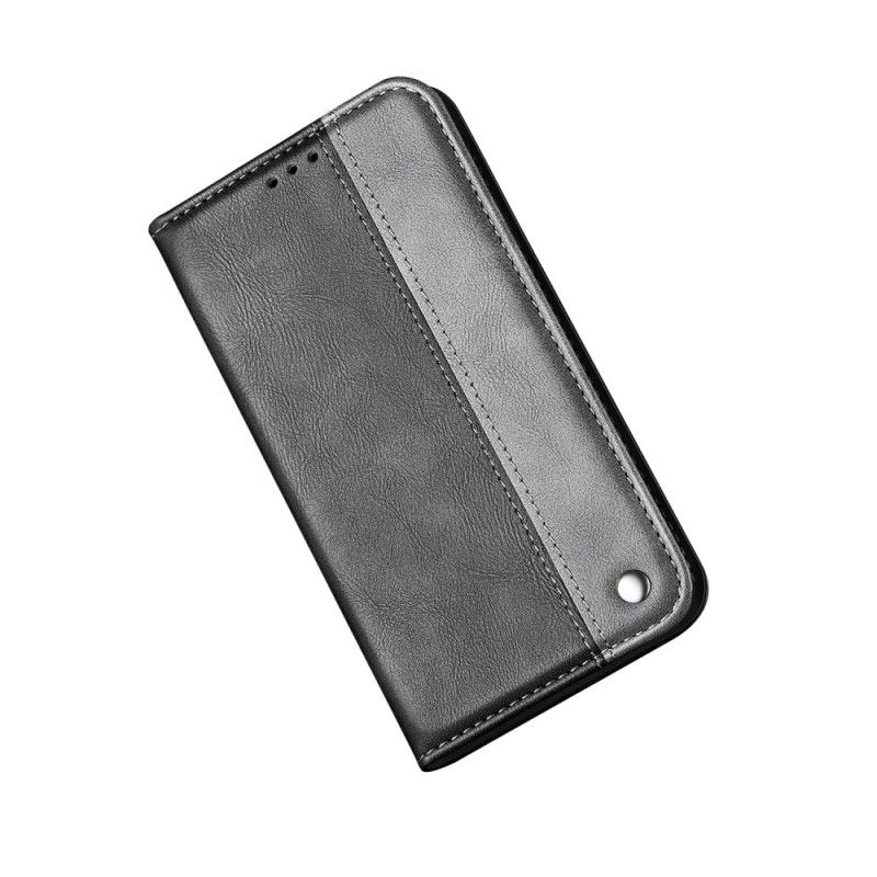 Flip Case Samsung Galaxy Note 20 Grau Zweifarbiger Ledereffekt