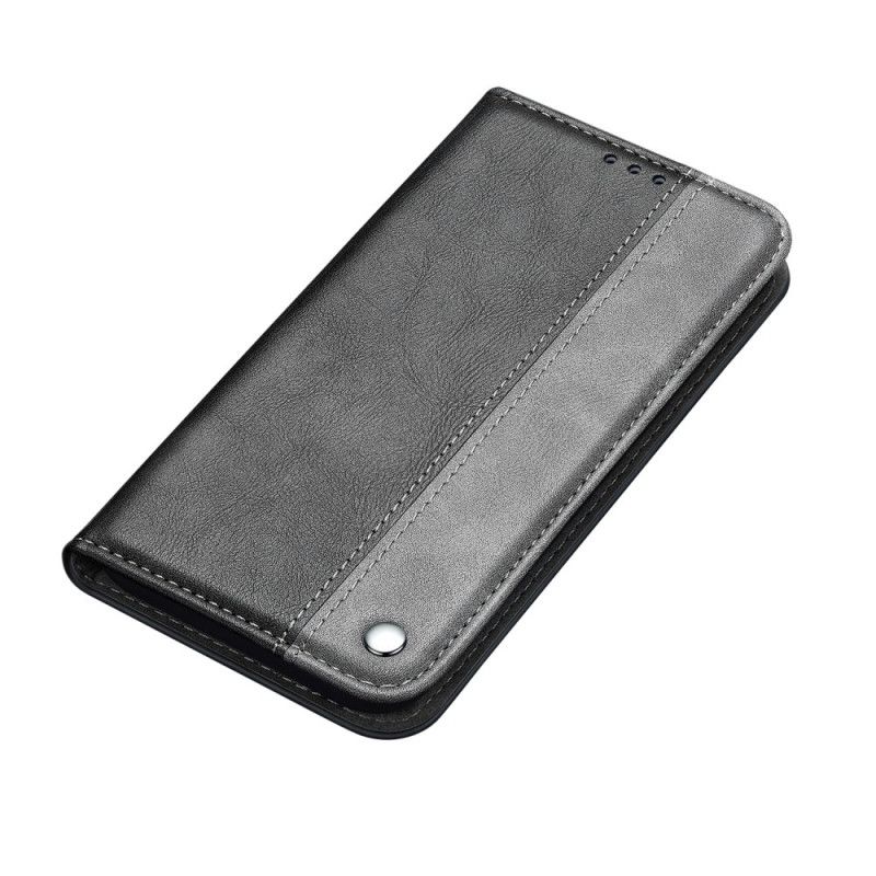 Flip Case Samsung Galaxy Note 20 Grau Zweifarbiger Ledereffekt