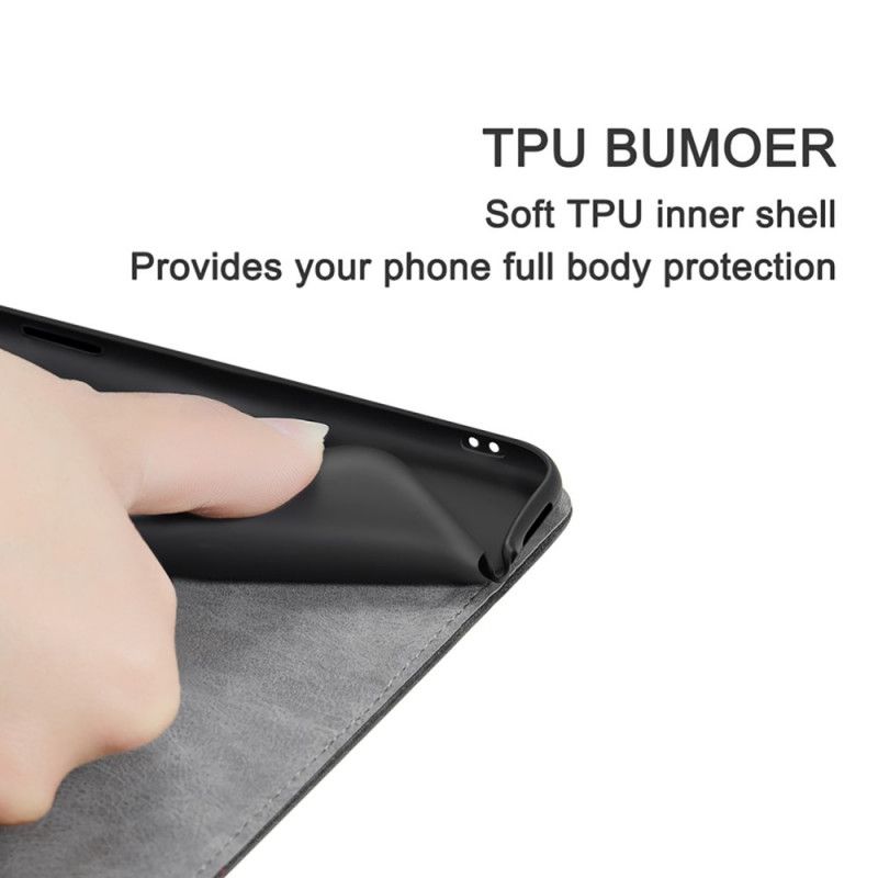 Flip Case Samsung Galaxy Note 20 Grau Zweifarbiger Ledereffekt
