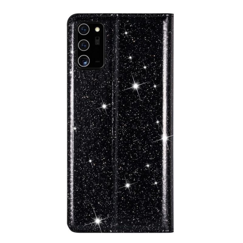 Flip Case Samsung Galaxy Note 20 Schwarz Glitzerstil