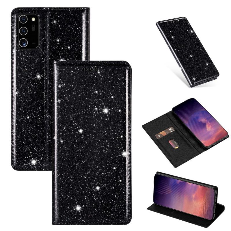 Flip Case Samsung Galaxy Note 20 Schwarz Glitzerstil