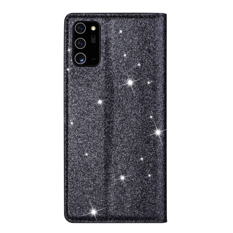 Flip Case Samsung Galaxy Note 20 Schwarz Glitzerstil