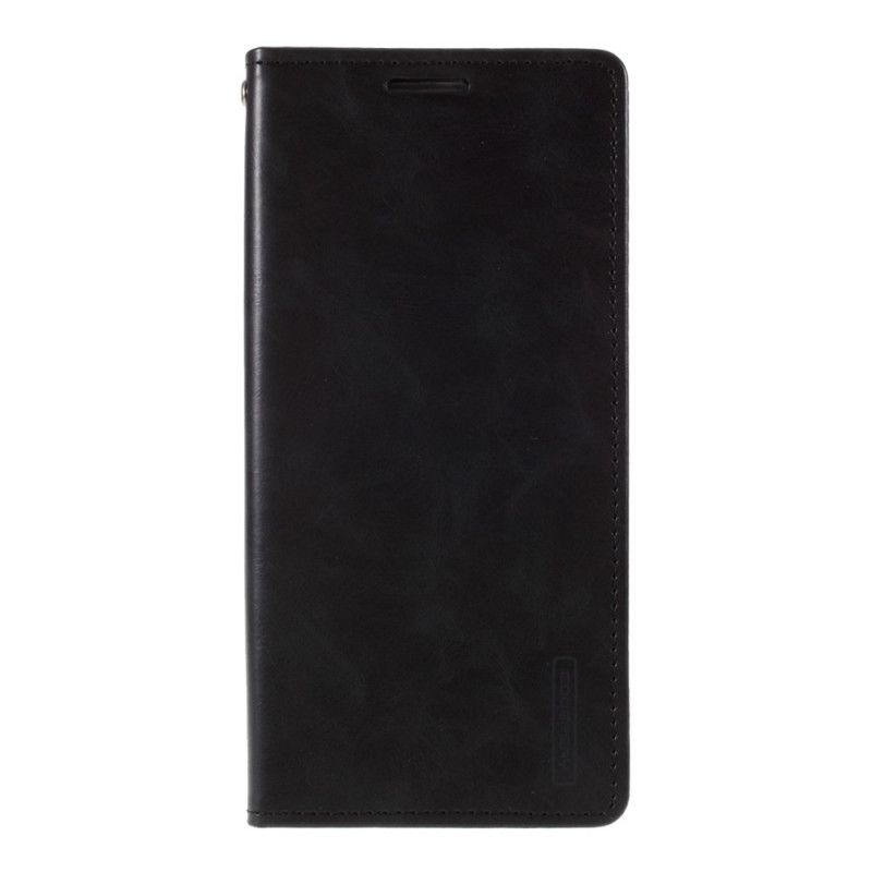 Flip Case Samsung Galaxy Note 20 Schwarz Quecksilberblauer Mondledereffekt