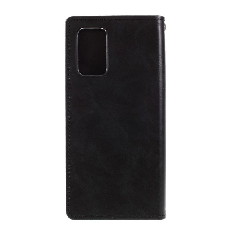 Flip Case Samsung Galaxy Note 20 Schwarz Quecksilberblauer Mondledereffekt