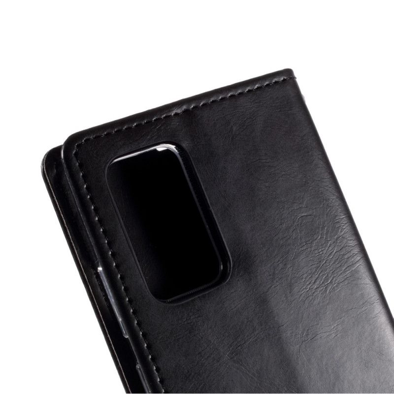 Flip Case Samsung Galaxy Note 20 Schwarz Quecksilberblauer Mondledereffekt