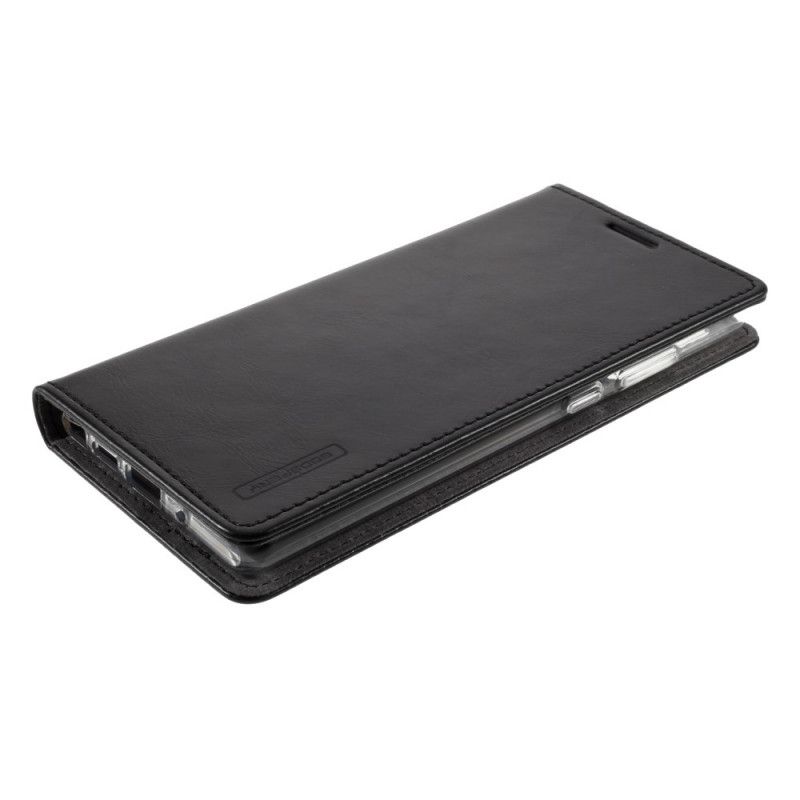 Flip Case Samsung Galaxy Note 20 Schwarz Quecksilberblauer Mondledereffekt