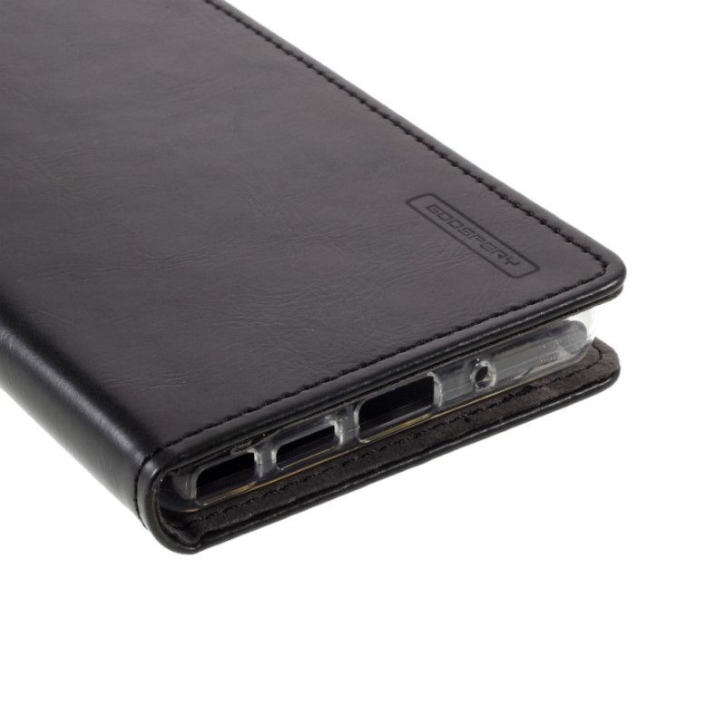 Flip Case Samsung Galaxy Note 20 Schwarz Quecksilberblauer Mondledereffekt