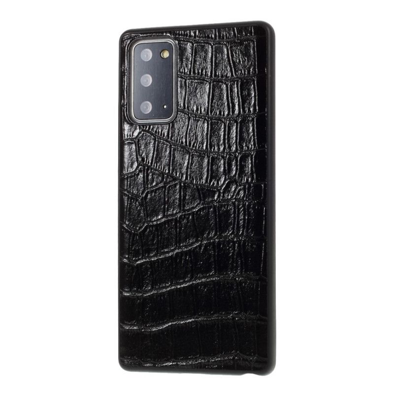 Hülle Für Samsung Galaxy Note 20 Schwarz Echtes Leder Mit Krokodilstruktur
