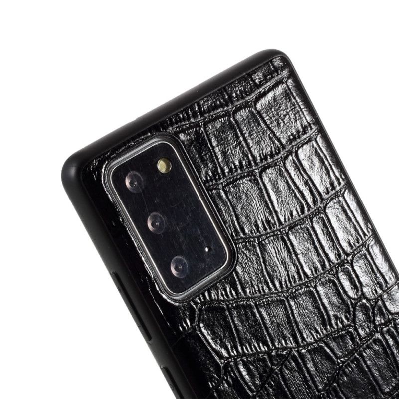 Hülle Für Samsung Galaxy Note 20 Schwarz Echtes Leder Mit Krokodilstruktur