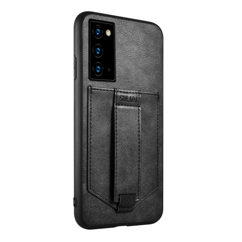 Hülle Für Samsung Galaxy Note 20 Schwarz Sulada Mit Ledereffekt. Kartenhalter Und Armband