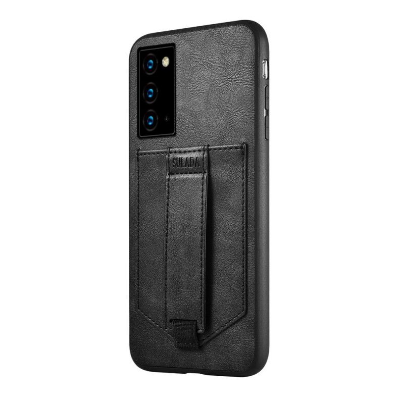Hülle Für Samsung Galaxy Note 20 Schwarz Sulada Mit Ledereffekt. Kartenhalter Und Armband