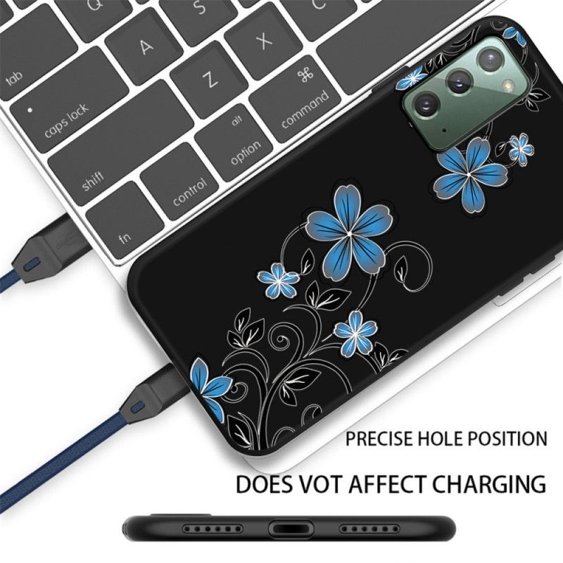Hülle Samsung Galaxy Note 20 Handyhülle Blaue Blüten