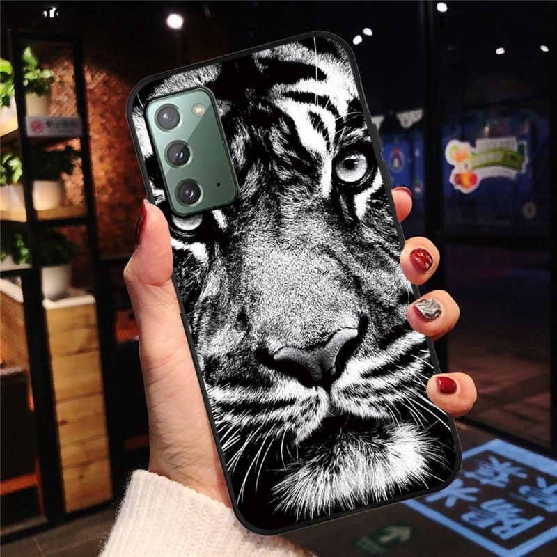 Hülle Samsung Galaxy Note 20 Handyhülle Schwarzweiss-Tiger