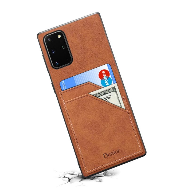 Hülle Samsung Galaxy Note 20 Schwarz Doppelschlitzkartenhalter Denior