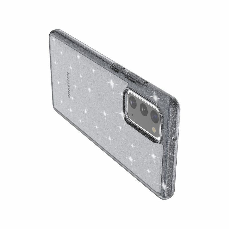 Hülle Samsung Galaxy Note 20 Schwarz Glitzerpulver