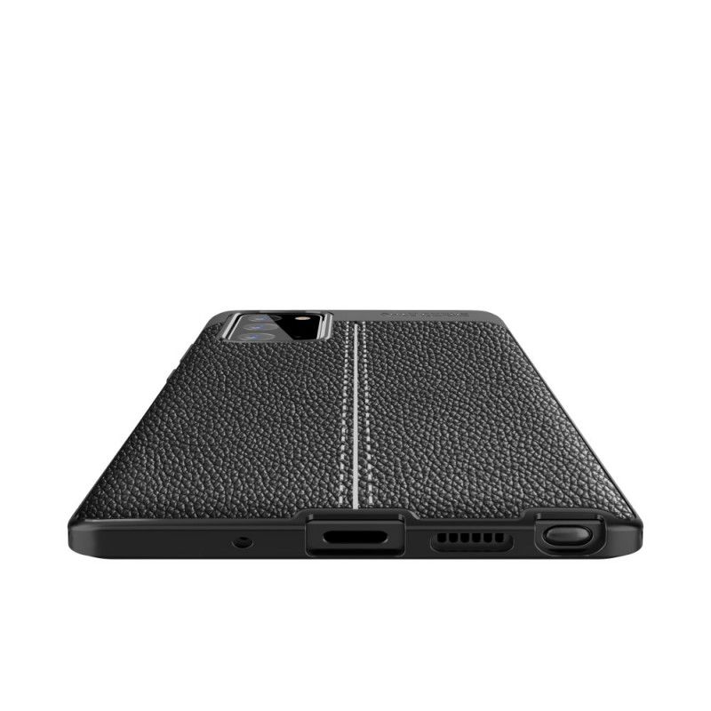 Hülle Samsung Galaxy Note 20 Schwarz Handyhülle Doppellinien-Litschileder-Effekt